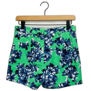 J. Crew Floral Dressy Shorts Size 2 Green Blue Preppy Mid Rise Beach Resort